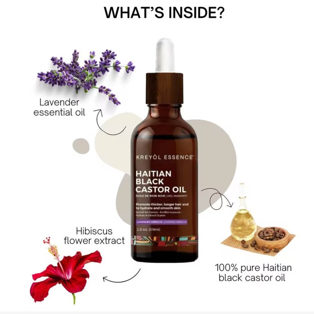 NEW✅Haitian Black Castor Oil-LAVANDER HIBISCUS🌺